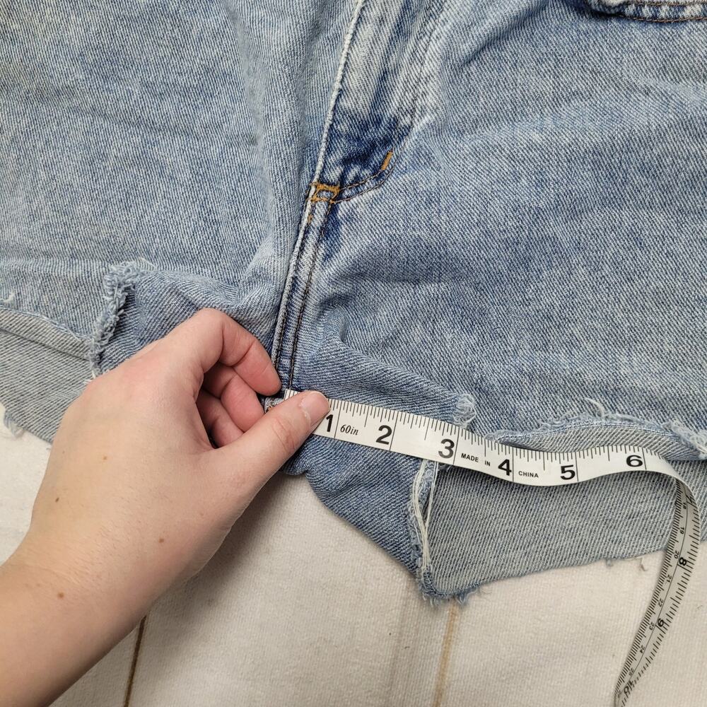 Guess Light Wash Denim Cutoff Shorts with Back Logo - Picture 3 of 9